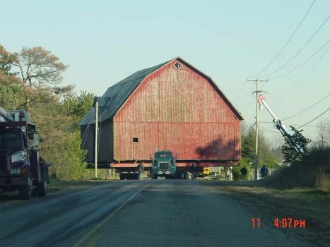 Building jacked up on cribbing